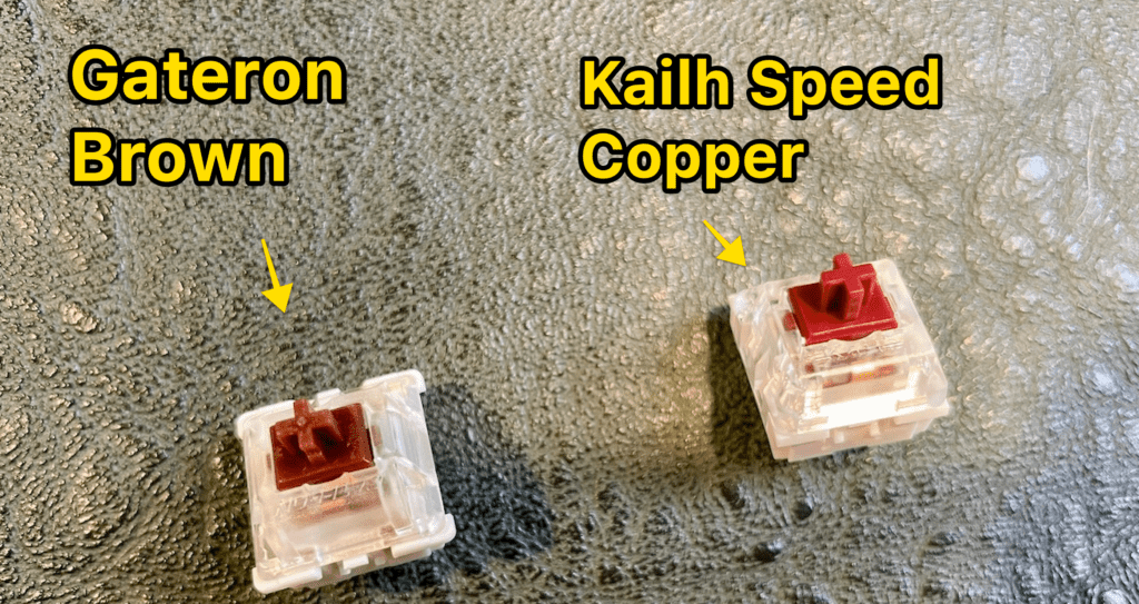 gateron brown and kailh speed copper side by side